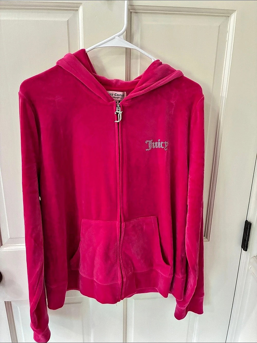 Juicy Couture OG Big Bling Velour Hoodie Pink XXL